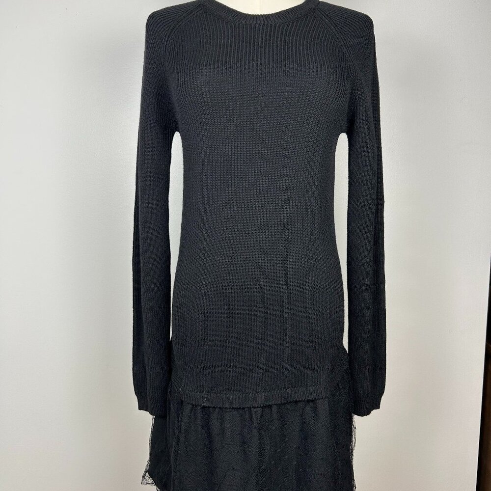 RED Valentino Virgin Wool Mini Dress with Lace Trim Size US Small